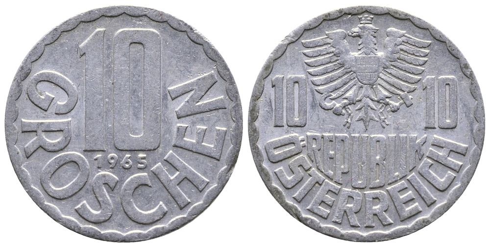 Австрия 10 грошей 1965 KM 2878 алюминий 53-1041