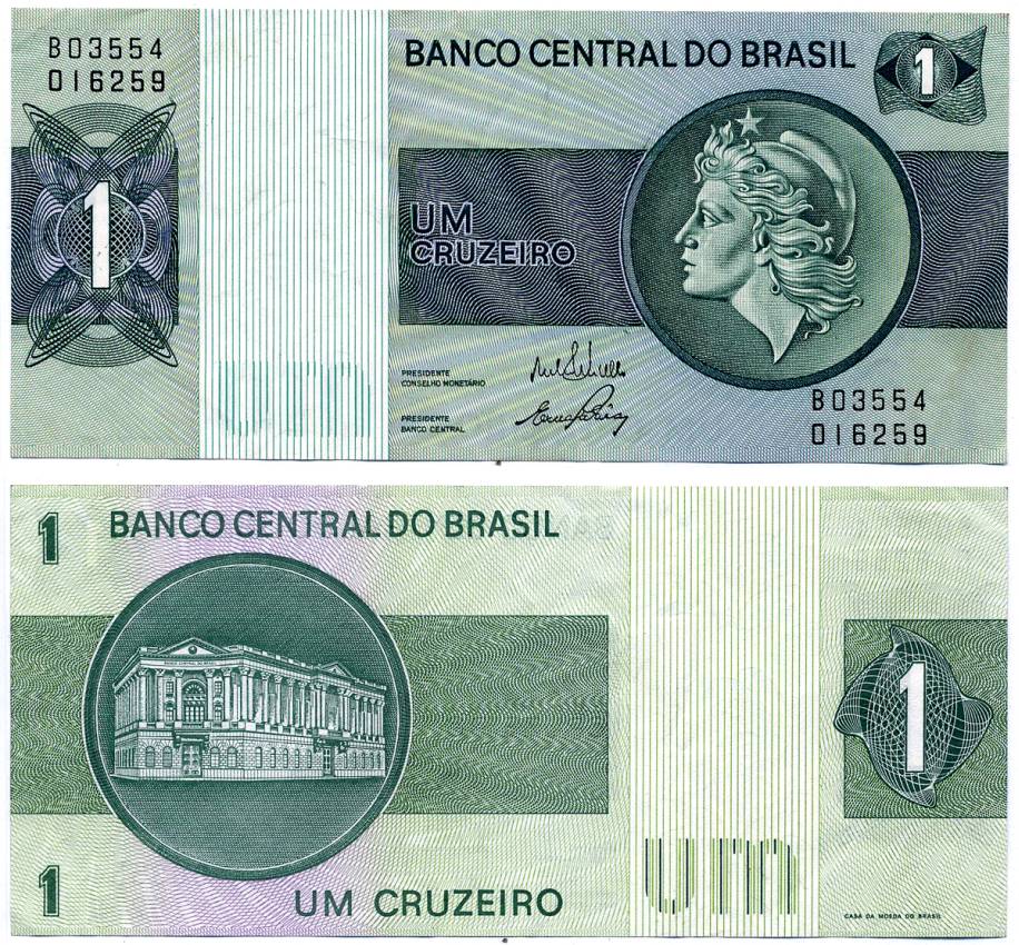 БРАЗИЛИЯ 1 КРУЗЕЙРО 1972 ПОДПИСЬ 17, СЕРИЯ В Pick 191Аа бумага VF-XF 7484-79-1