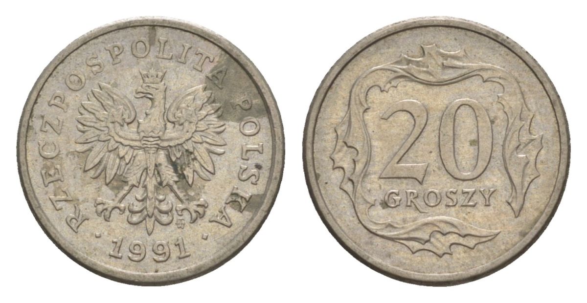 Польша 20 грошей 1991 Y 280 медно-никель 4625-1134