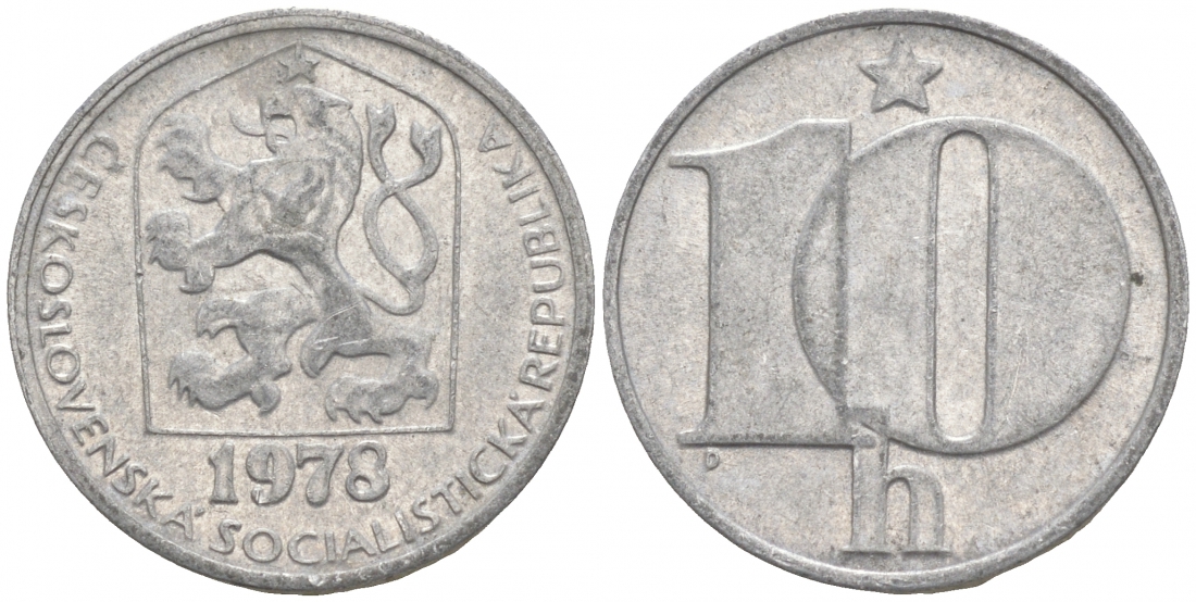 Чехословакия 10 геллеров 1978 KM 80 алюминий 44-1032