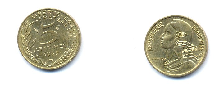 ФРАНЦИЯ 5 САНТИМОВ 1983 ТИП MARIANNE KM 933 медь алюминий никель 4379-938