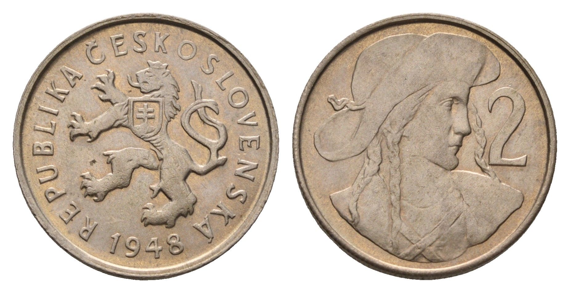 Чехословакия 2 кроны 1948 KM 23 медно-никель UNC 4678-642