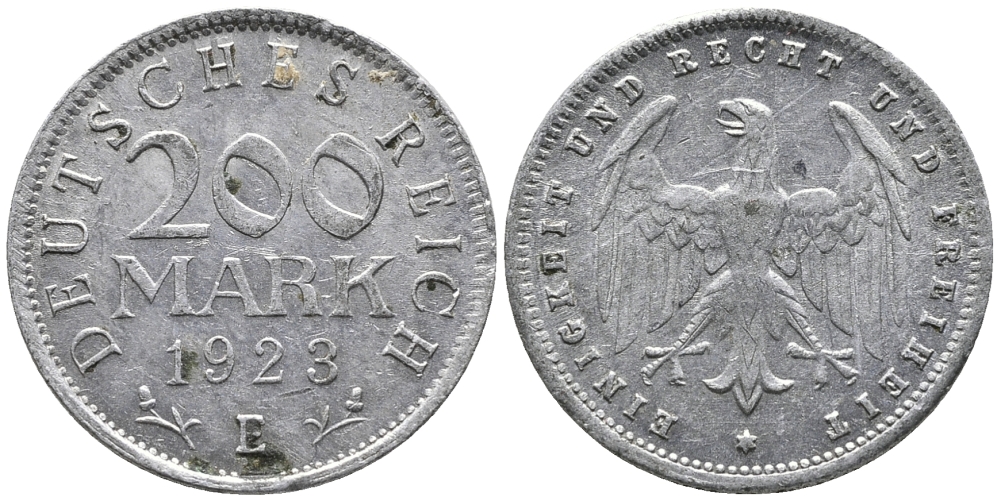 ГЕРМАНИЯ 200 МАРОК 1923 E KM 35, J. 304 алюминий 24-836