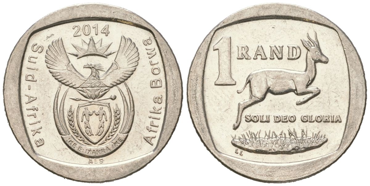ЮАР 1 ранд 2014 KM?272 медь плакированная медно-никелем aUNC 4611-537