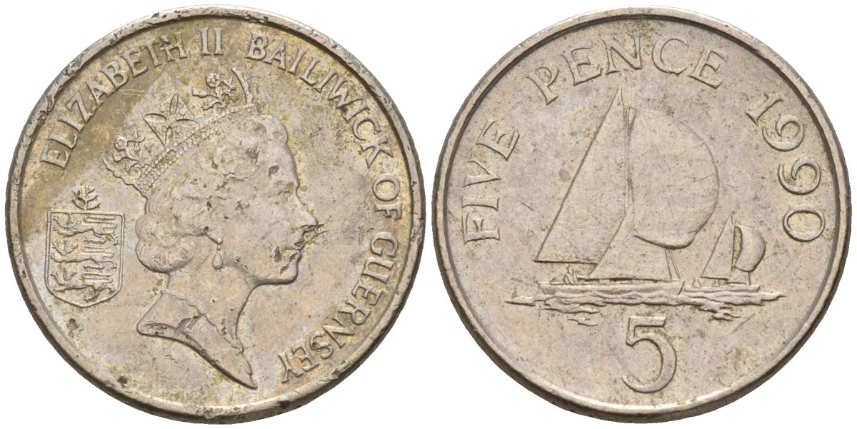 Гернси 5 пенсов 1990 KM 42.2 медно-никель 4596-832