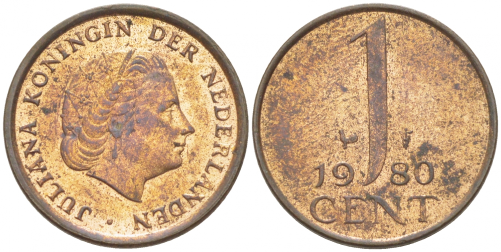 Нидерланды 1 цент 1980 Юлиана (1949-1980) KM 180 бронза 3457-1056