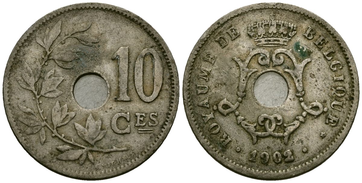 Бельгия 10 сантимов 1902 Belgique KM 48 медно-никель 4172-713