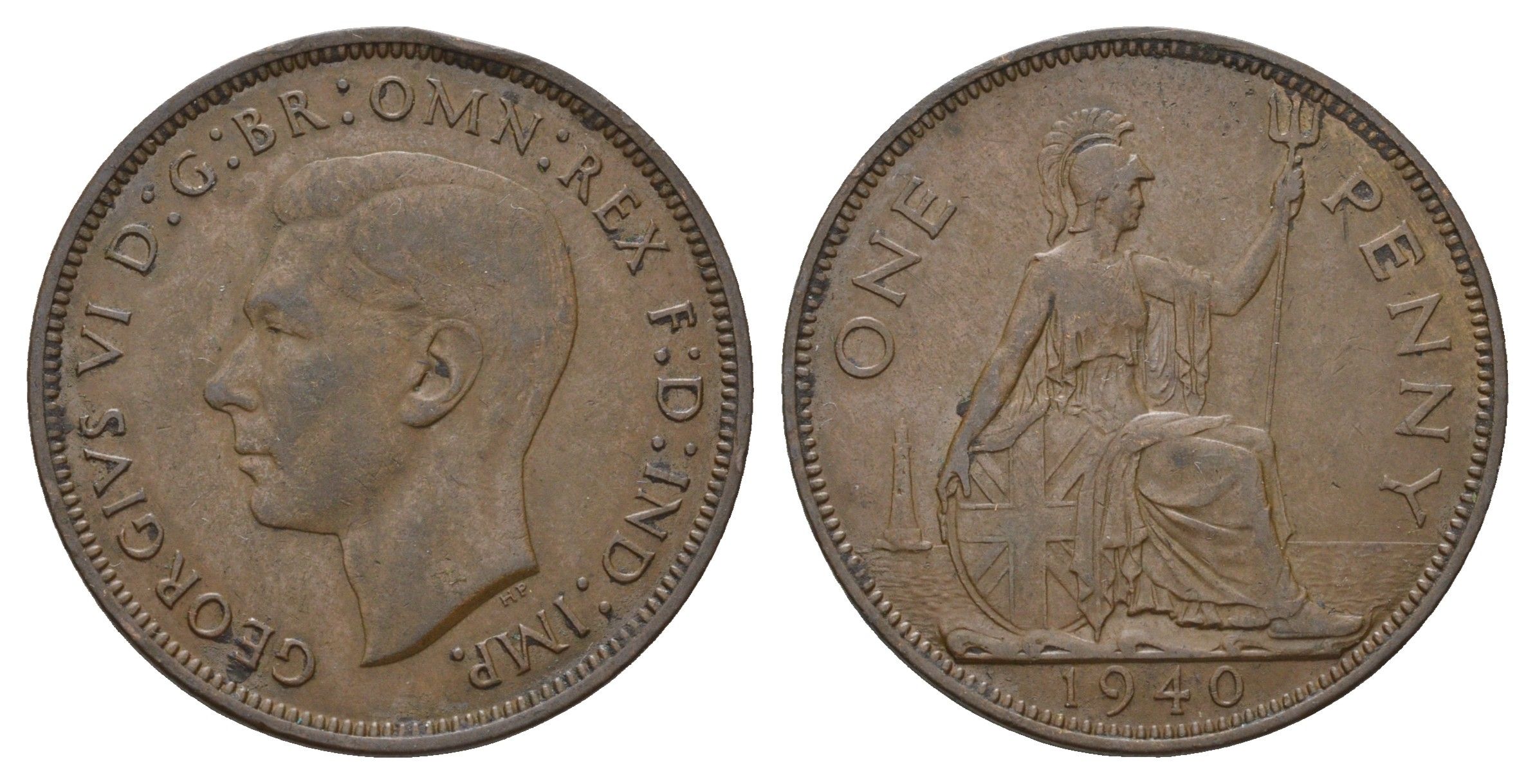 Великобритания 1 пенни 1940 Георг VI (1936-1952) КМ 845, Spink 4114 бронза 4111-634