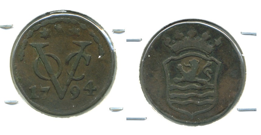 Нидерландская Восточная Индия 1 дуит 1794 Зеландия KM 159 медь 503-732