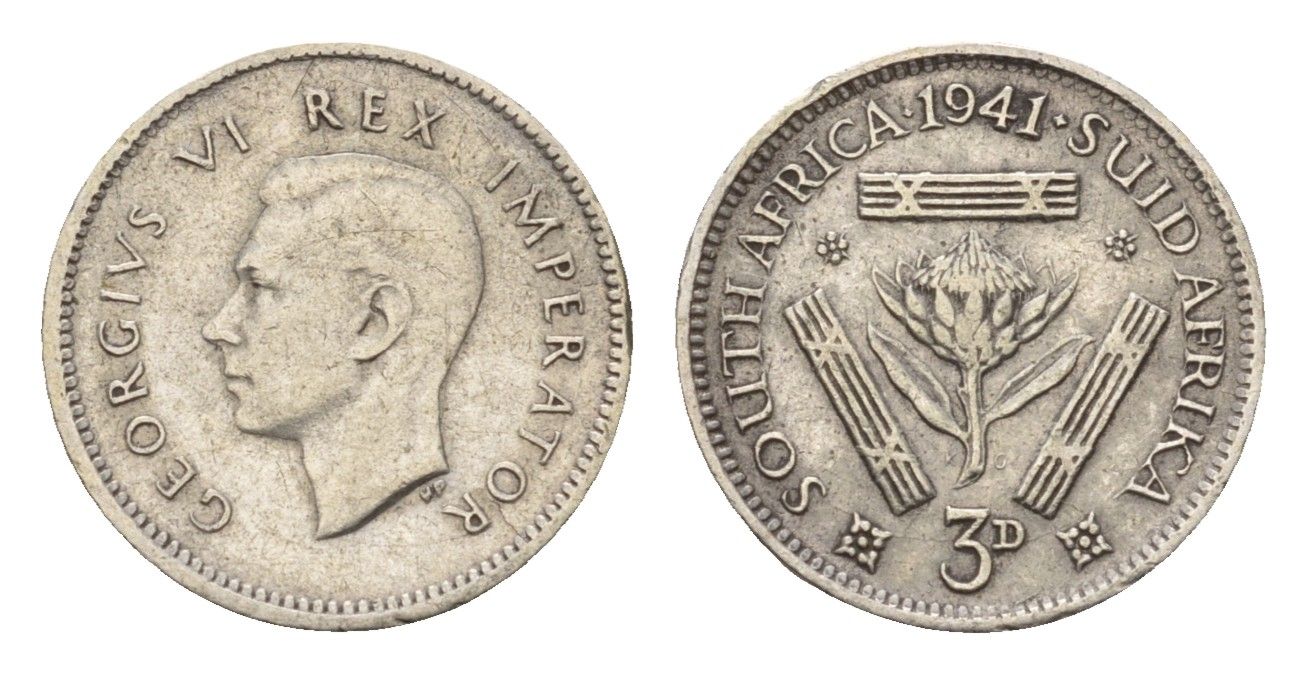 ЮАР 3 пенса 1941 Георг VI (1936-1952) KM 26 серебро 4564-824