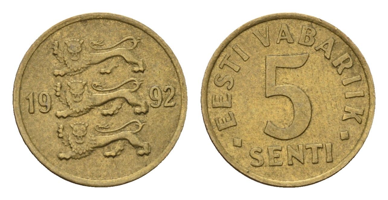 Эстония 5 сентов 1992 KM 21 латунь 4694-1268