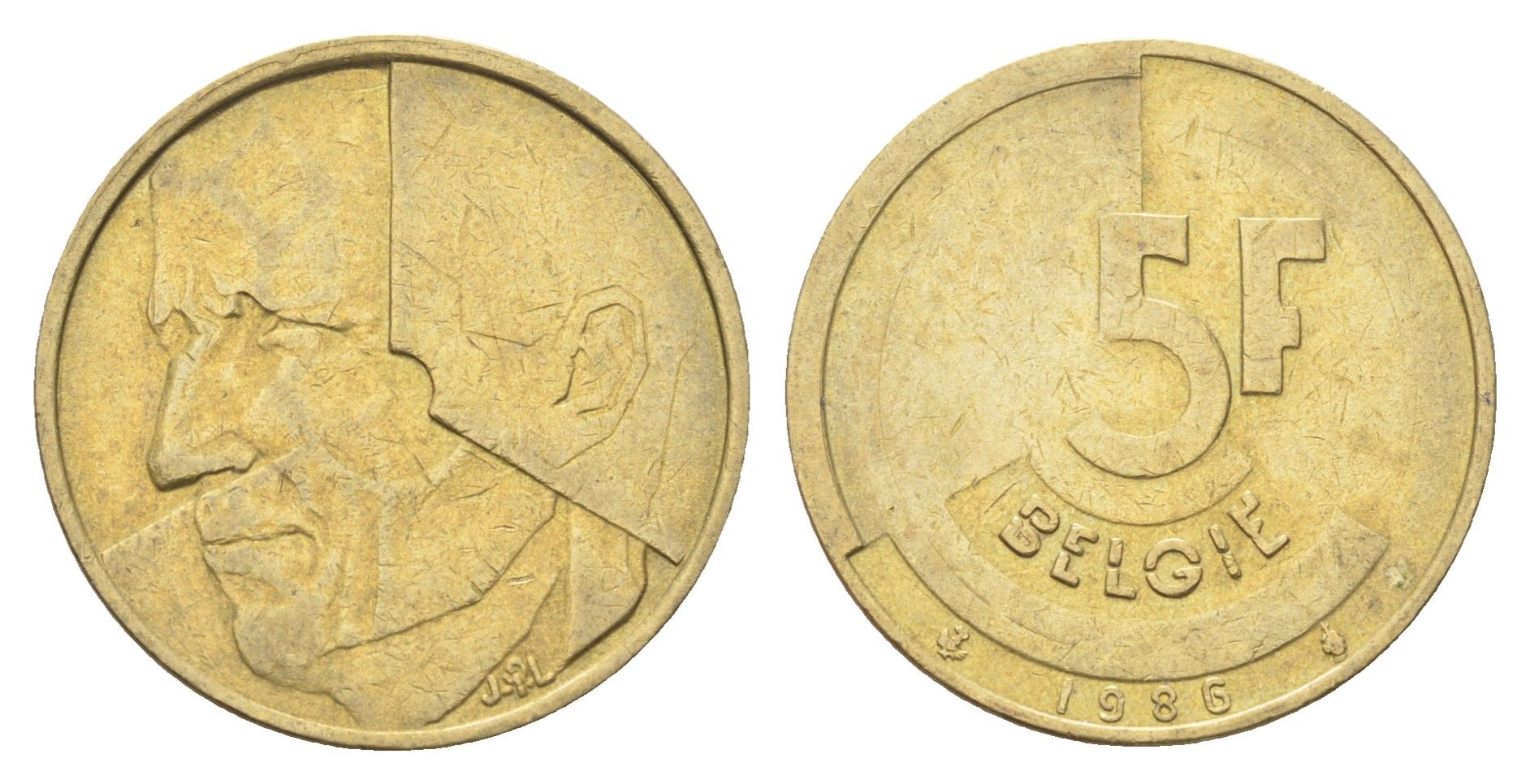 Бельгия 5 франков 1986 Belgie, Бодуэн I (1951-1993) KM 164 медь алюминий никель 4706-317