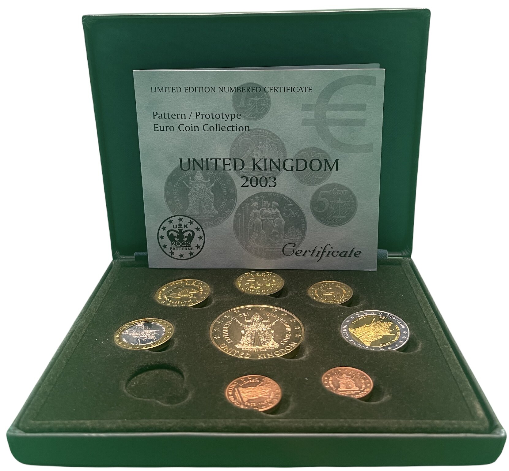 Шотландия набор из 8 европробников 2003 без 5 евроцентов с сертификатом, в оригинальной коробке PROOF 7-4-63