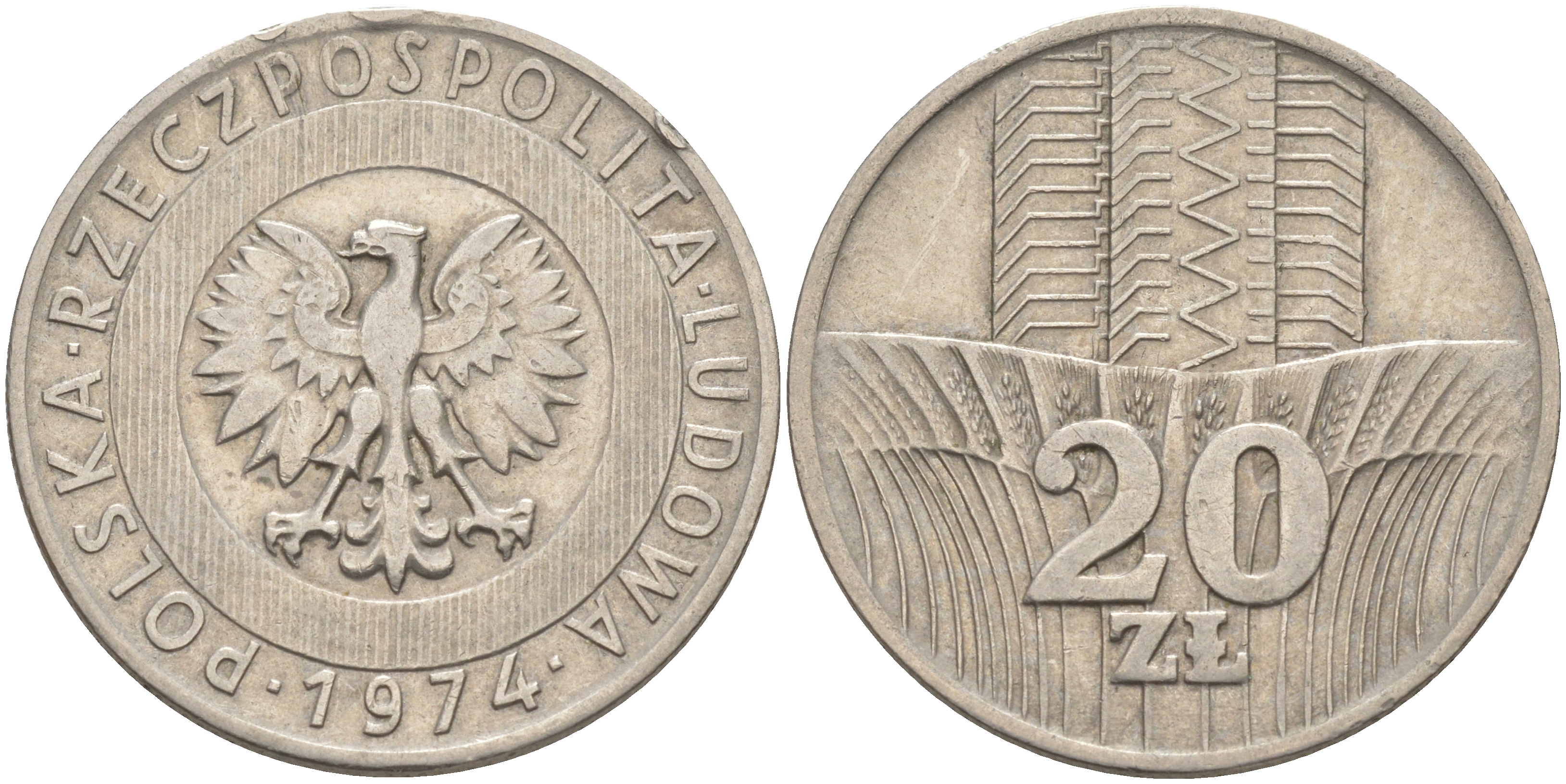 Польша 20 злотых 1974 монетный двор Кремница KM 67, Parchimowicz 245b медно-никель 4111-936