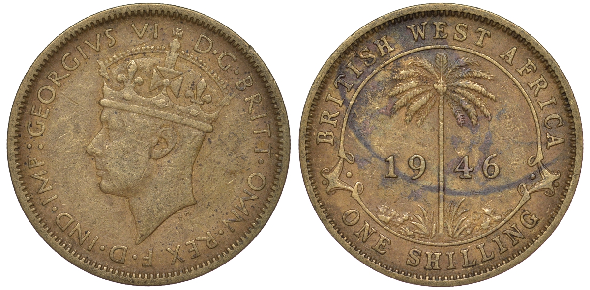 Британская Западная Африка 1 шиллинг 1946 Георг VI KM 23 никель латунь 25-1534