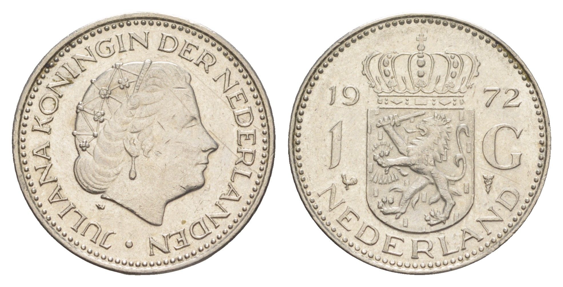 Нидерланды 1 гульден 1972 Юлиана (1948-1980) KM 184a никель 4650-444