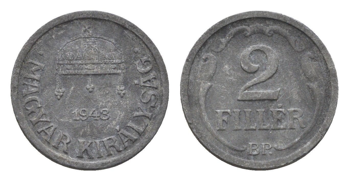 Венгрия 2 филлера 1943 BP KM 519 цинк 4664-868