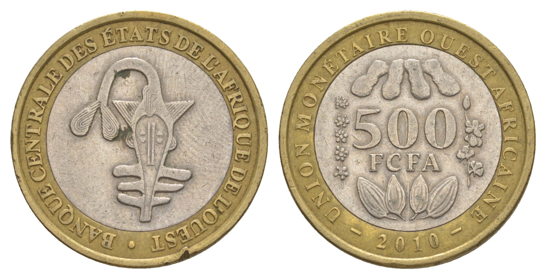 Западная Африка (BCEAO) 500 франков 2010 Центральный банк государств Западной Африки KM 15 биметалл 4642-351