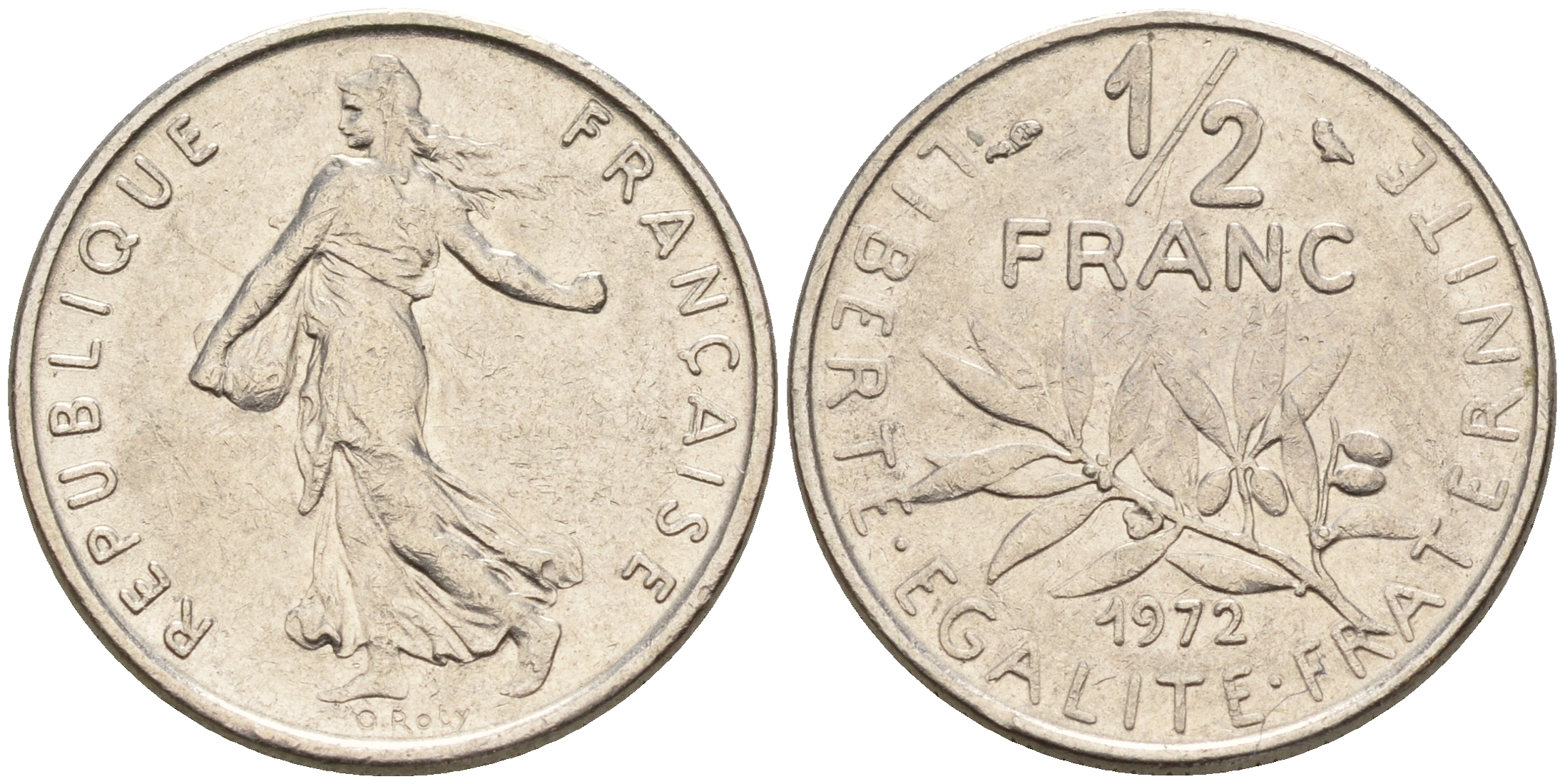 Франция 1/2 франка 1972 сеятель KM 931.1, LE FRANC 198.11 никель      4602-556