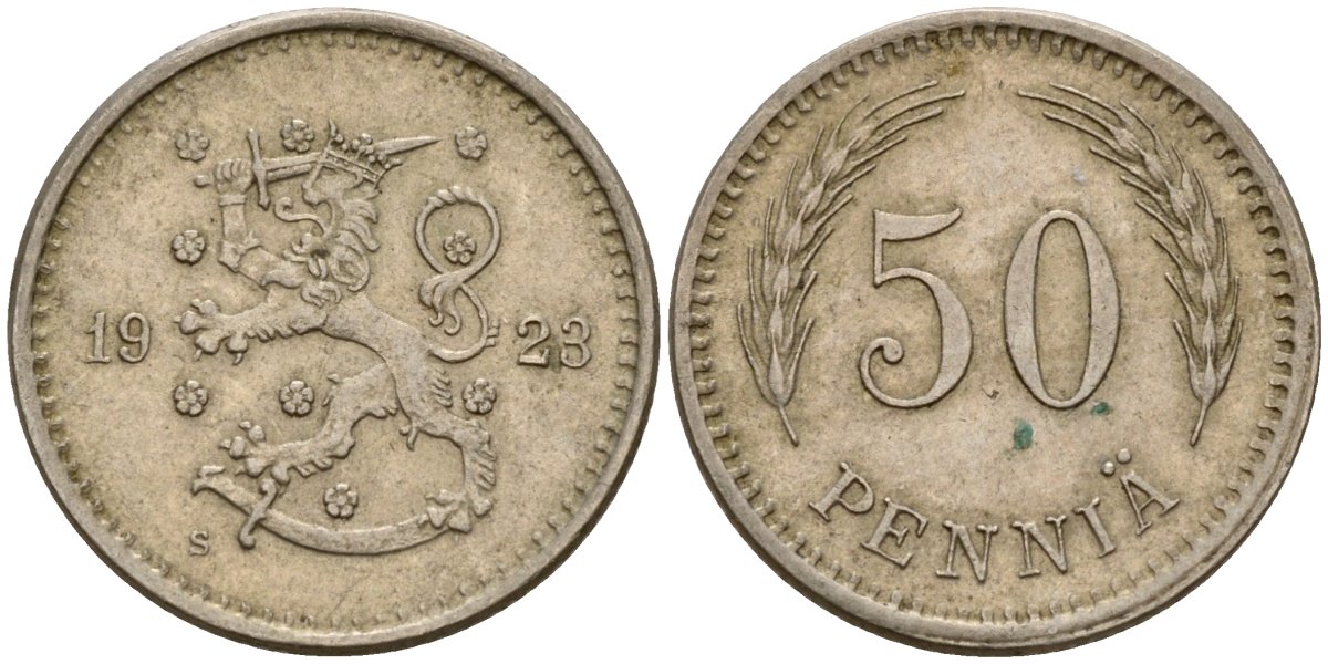Финляндия 50 пенни 1923 S KM 26 медно-никель 4547-262