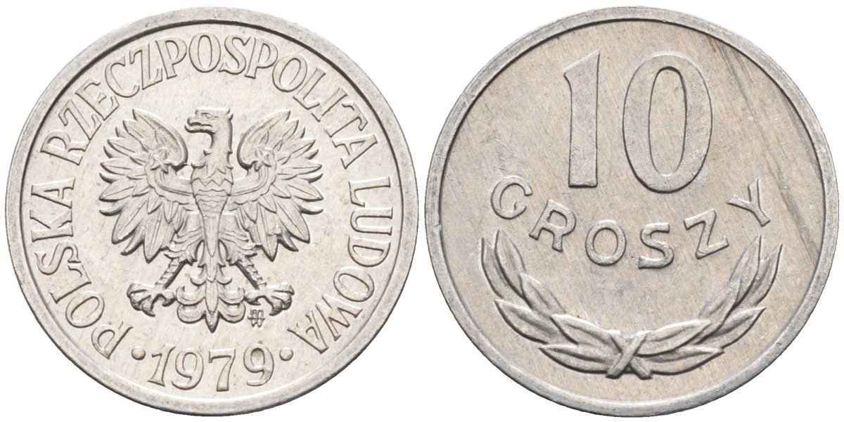 Польша 10 грошей 1979 MW, Народная Республика KM АА47, Parchimowicz 206s алюминий 4580-631
