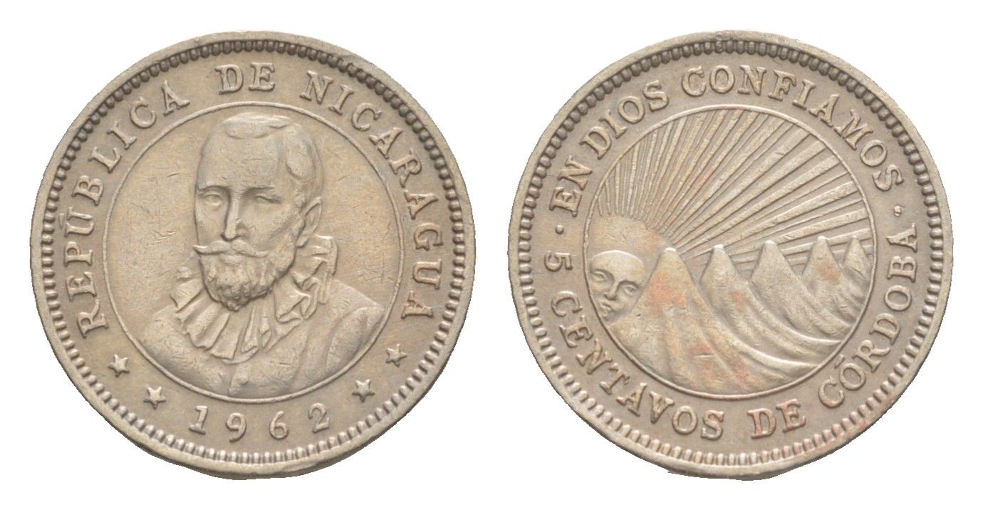 Никарагуа 5 сентаво 1962 KM 24.2 медно-никель 4640-953
