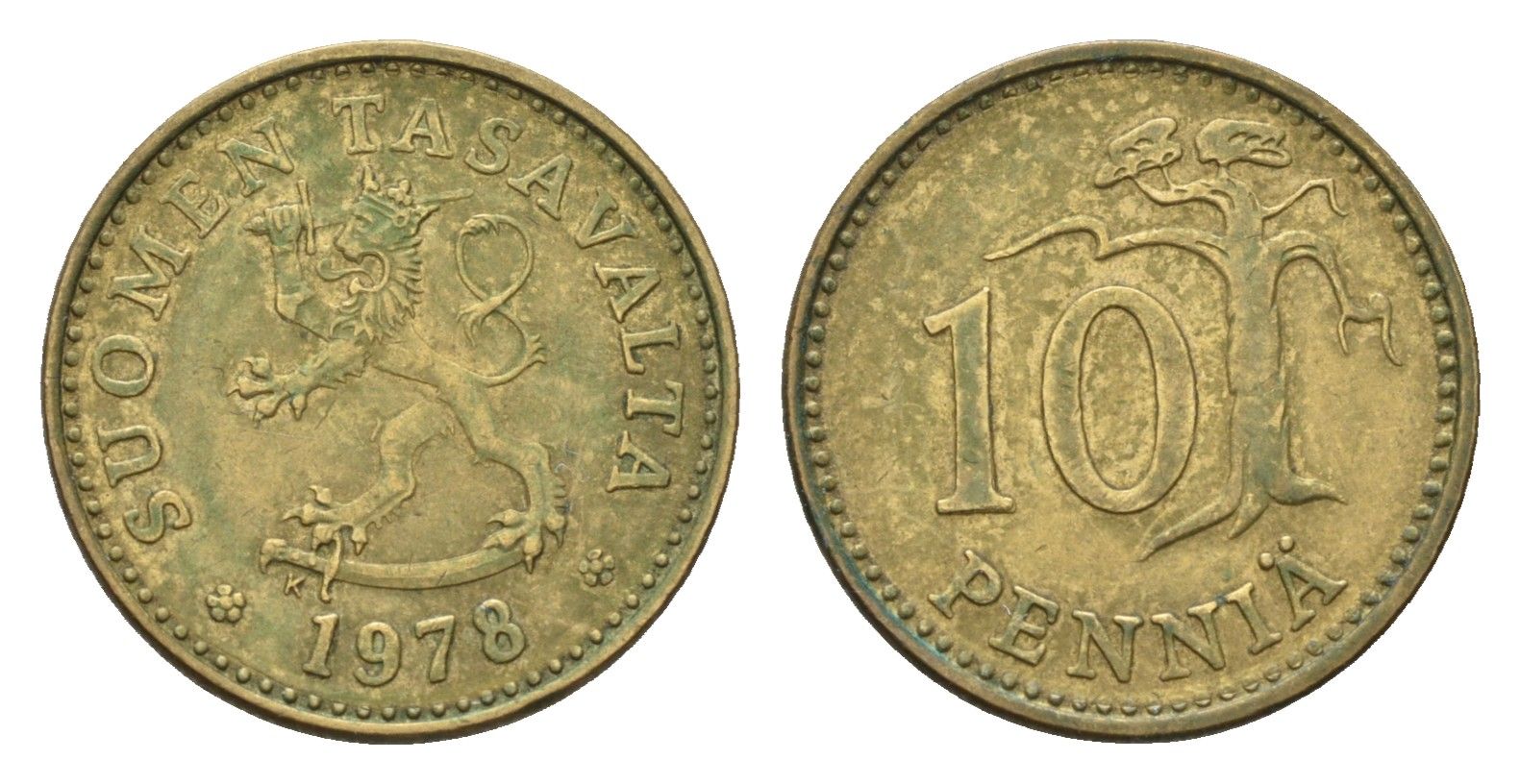 Финляндия 10 пенни 1978 KM 46 алюминиевая бронза 4685-1031