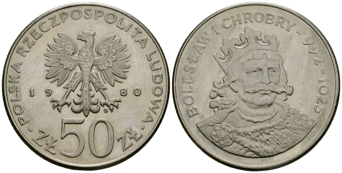 Польша 50 злотых 1980 Князь Болеслав I Храбрый Y 114 медно-никель 4168-834