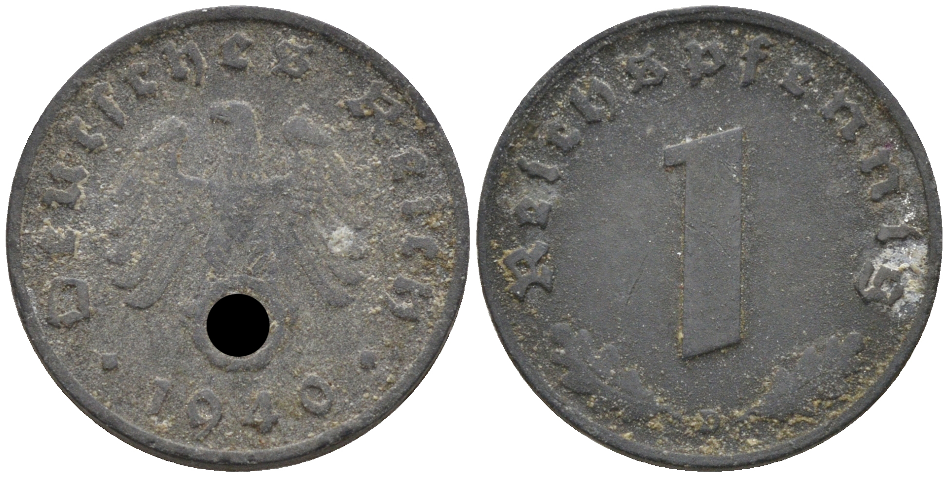 Германия 1 рейхспфенниг 1940 D KM 97, J. 369 цинк    4594-1261