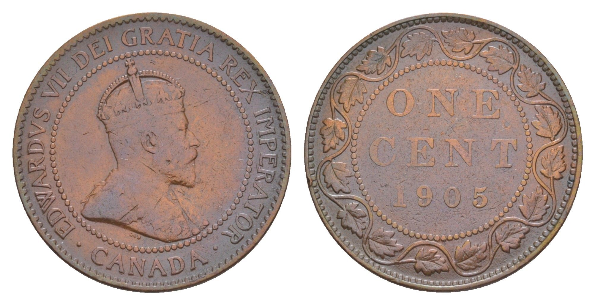 Канада 1 цент 1905 Эдуард VII (1901-1910) KM 8 бронза 4637-141