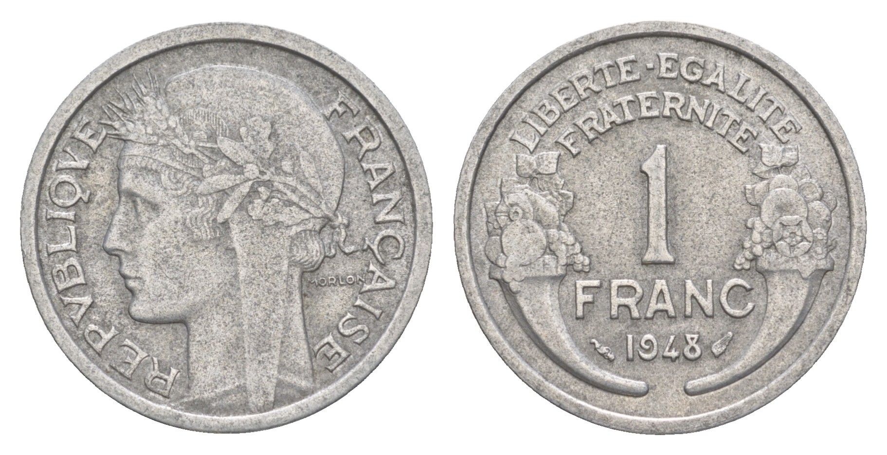 Франция 1 франк 1948 KM 885a алюминий 4539-914