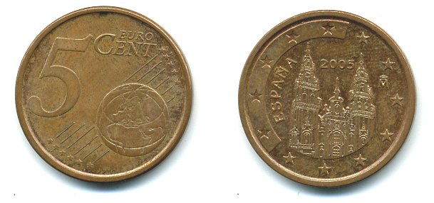 Испания 5 евроцентов 2005 KM 1042 сталь плакированная медью 29-1159