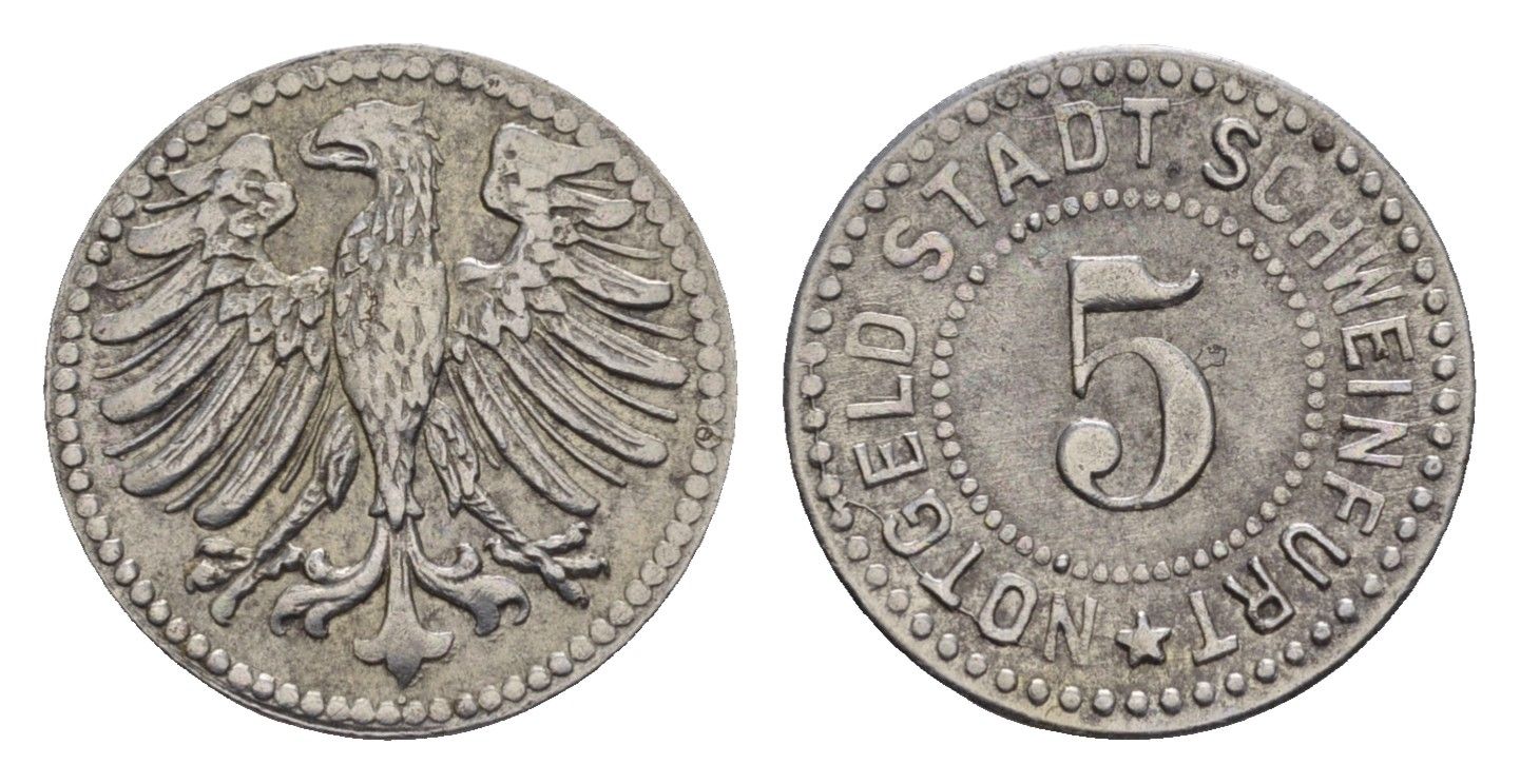Швайнфурт 5 пфеннигов ND Funck 491.1, Men05 23180.1, Men18 29008.1 железо 1531-1112