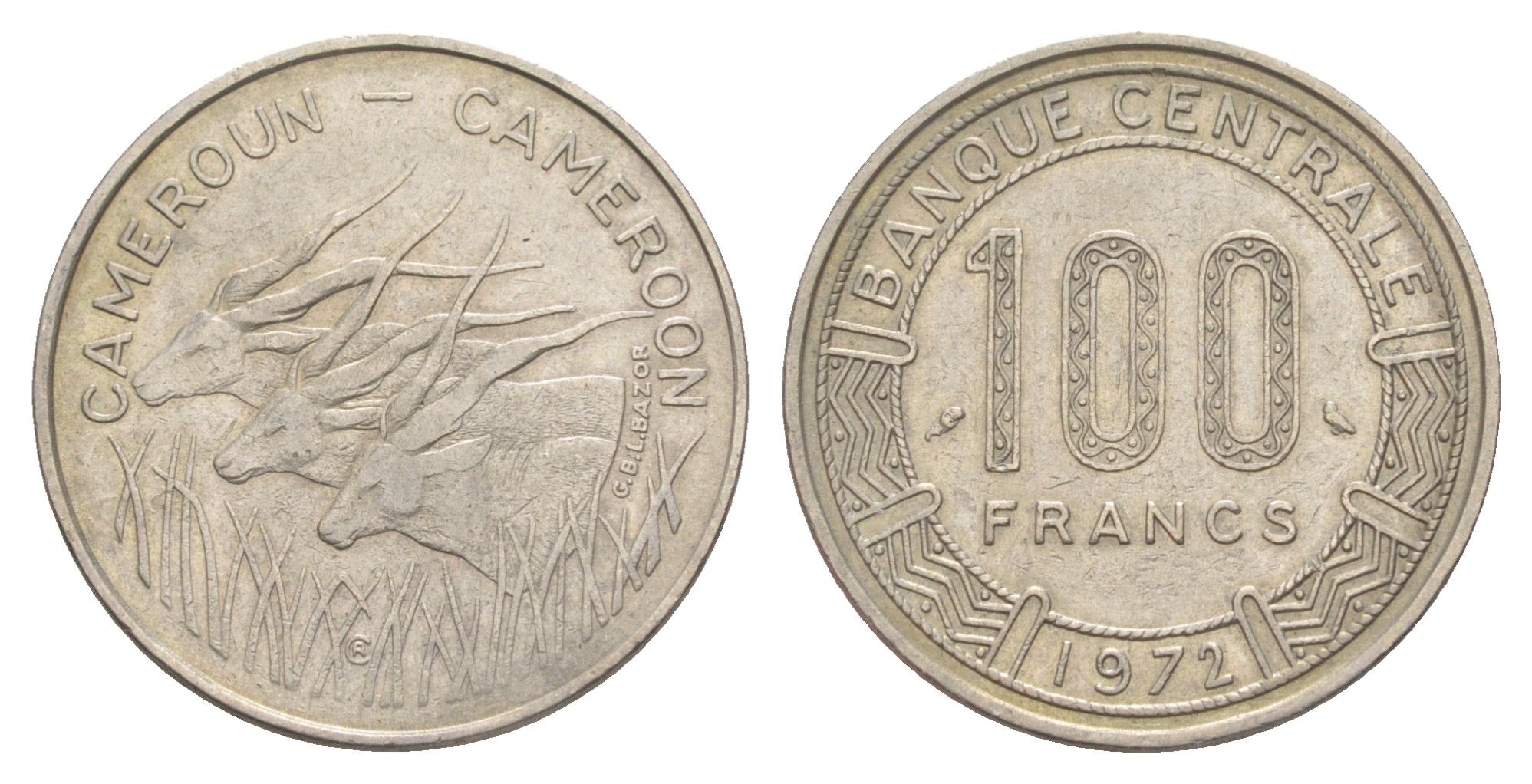 Камерун 100 франков 1972 год-тип KM 16 никель 4654-435