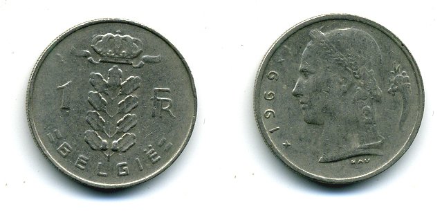 БЕЛЬГИЯ 1 ФРАНК 1969 BELGIE KM 143.1 медно-никель 25-1324
