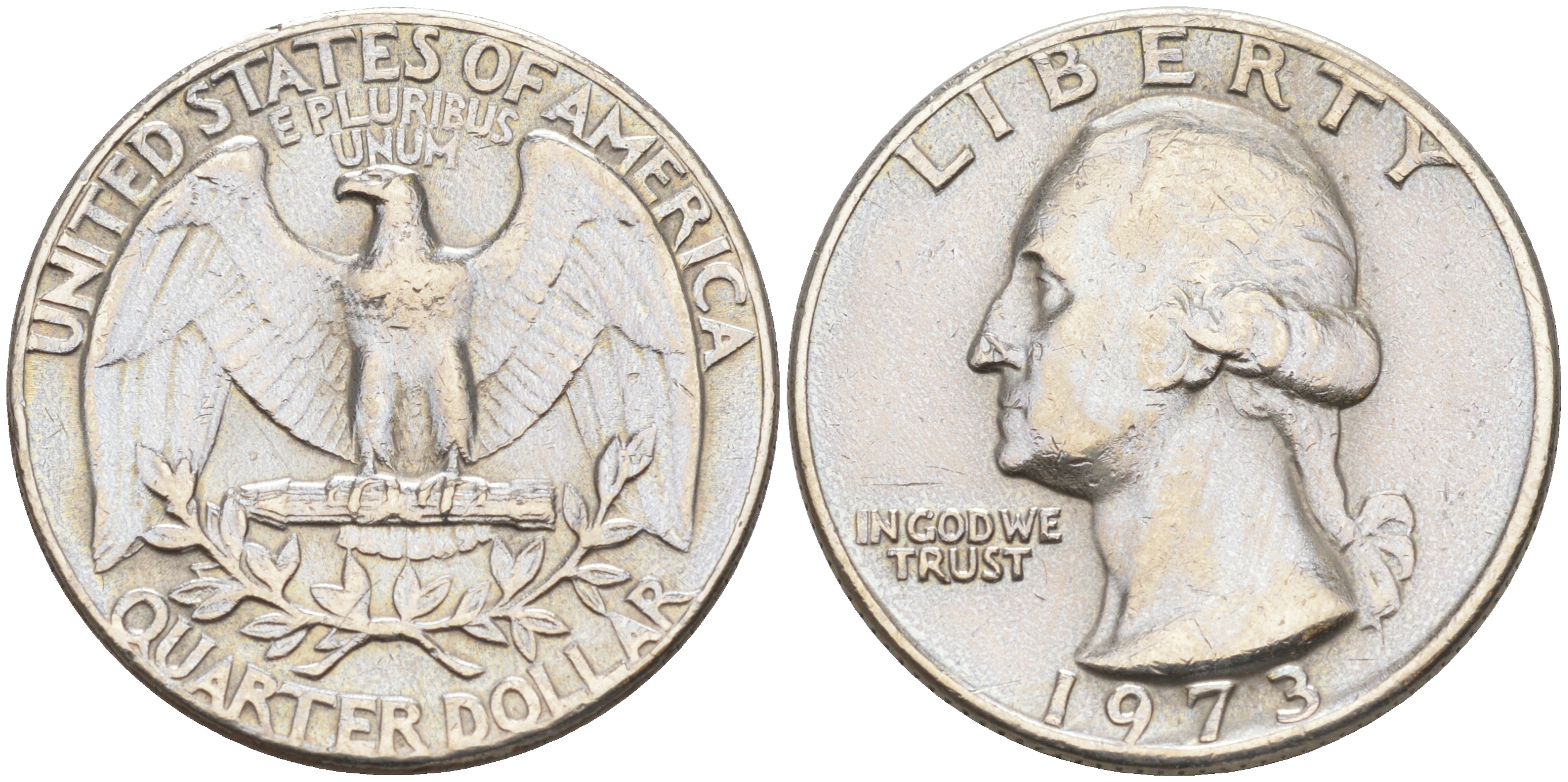 США 25 центов (квотер) 1973 Вашингтон KM 164a медь плакированная медно-никелем 190-316