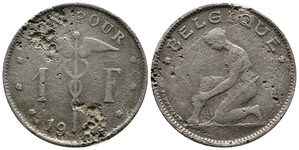 Бельгия 1 франк 1923 Belgique, Альберт I (1909-1934) KM 89 никель 179-946