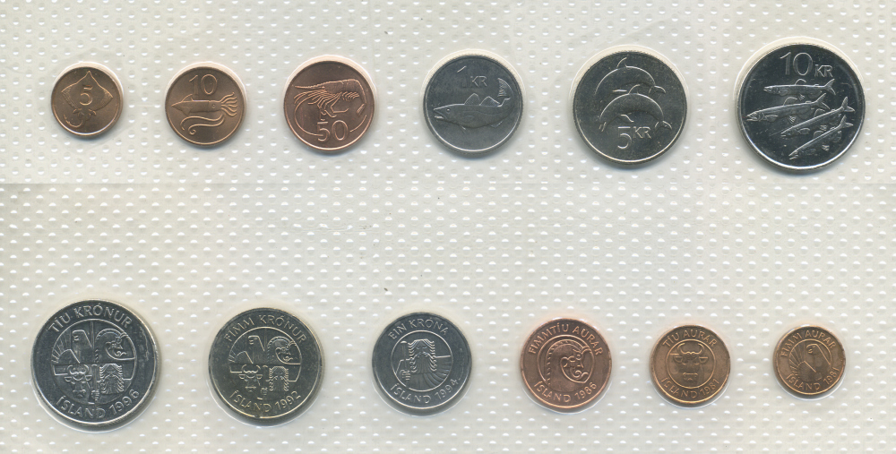 Исландия набор из 6 монет 1981-1996 UNC 3-6-3-63