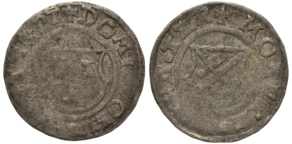 Дерптское епископство 1 шиллинг 1528-1543 Johannes Bey (1528-1543), вес 1 гр. Haljak 350 серебро 1516-835