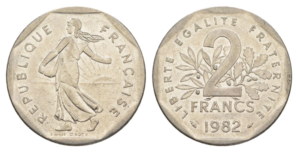Франция 2 франка 1982 KM 942.1, Le Franc 272 никель 4631-543