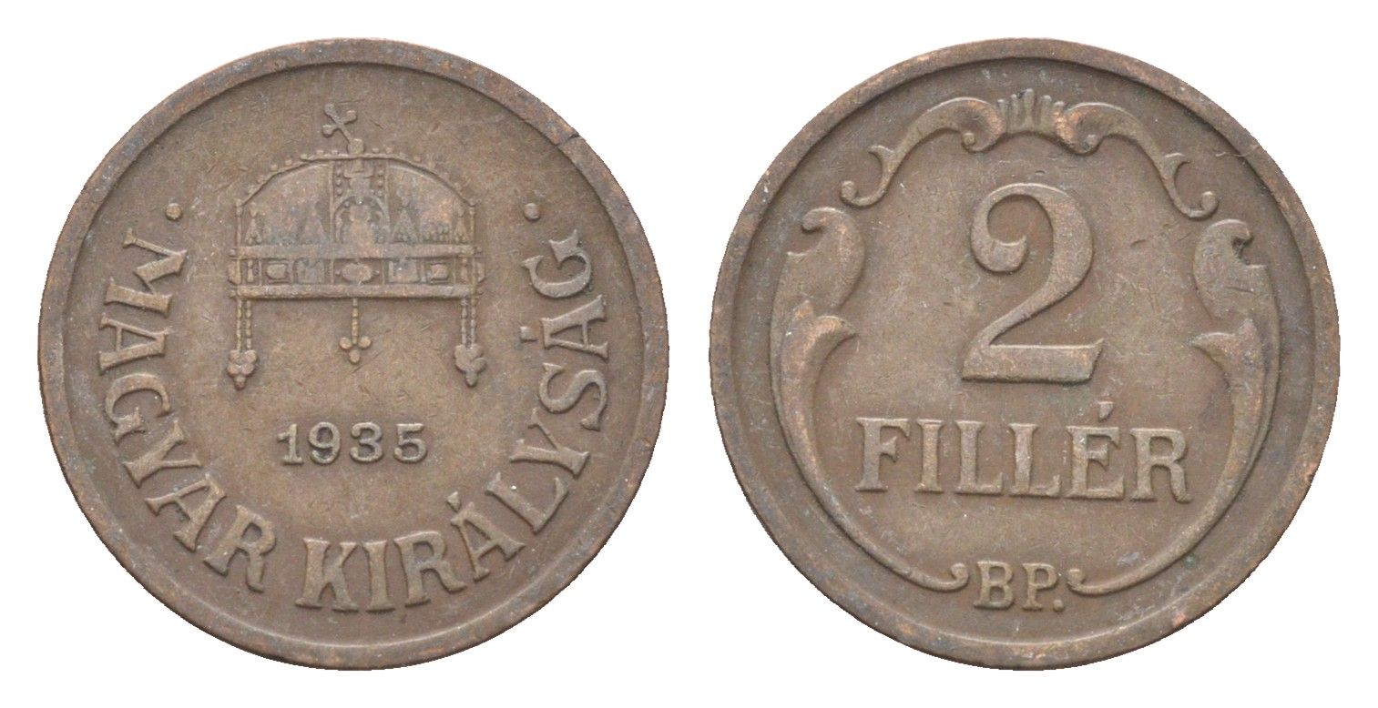 Венгрия 2 филлера 1935 BP KM 506 бронза 4665-448