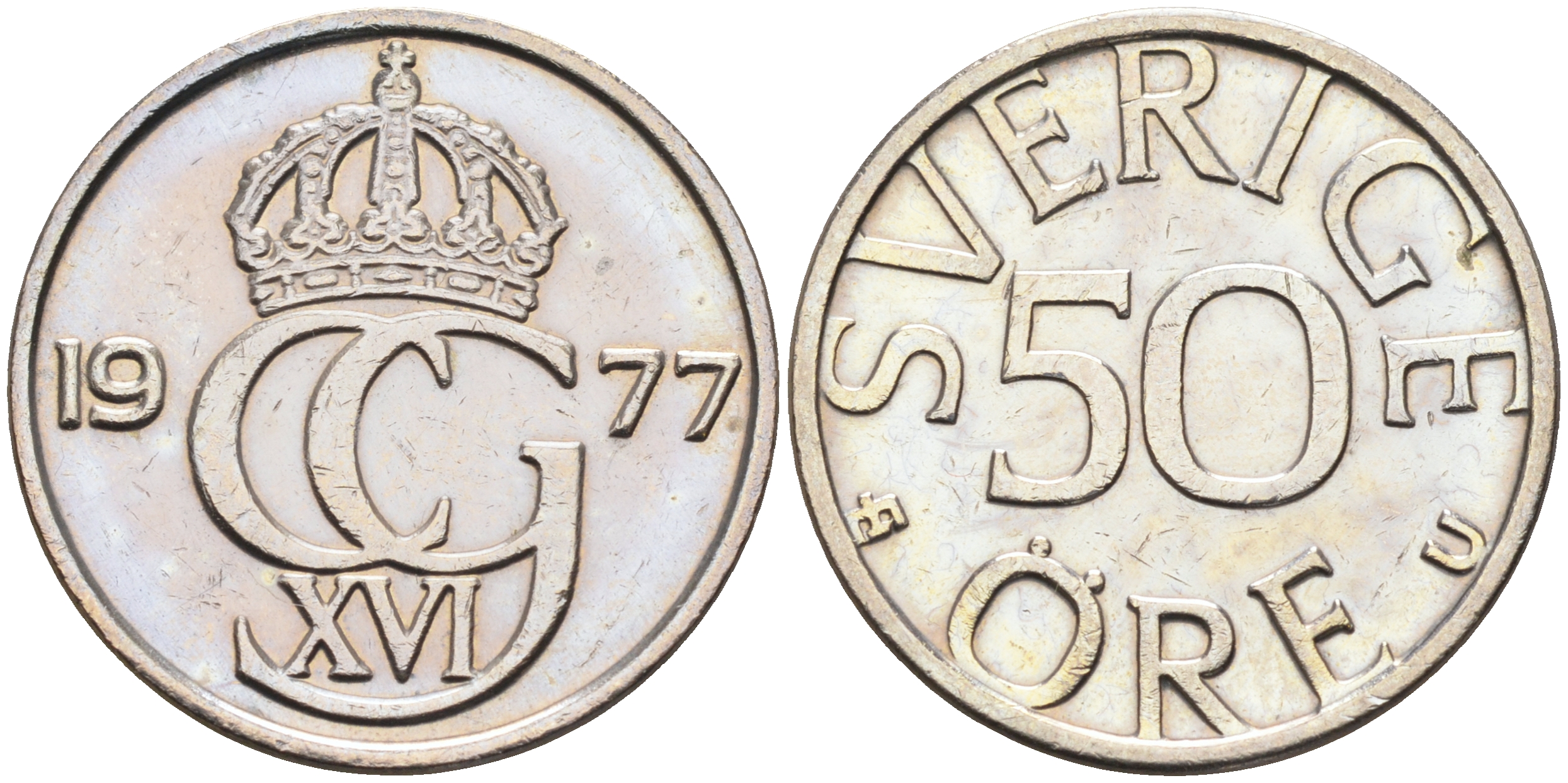 Швеция 50 эре 1977 Карл XVI Густав (1973- ) КМ 855 медно-никель 4177-143