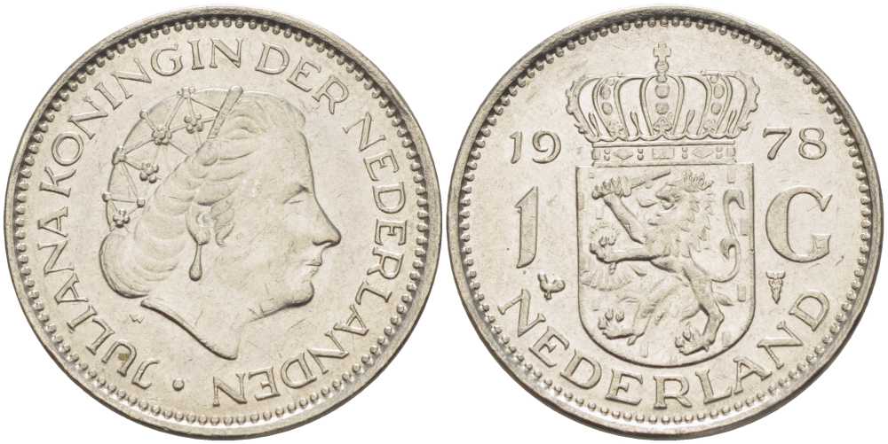 Нидерланды 1 гульден 1978 Юлиана (1948-1980) KM 184a никель 212-1151