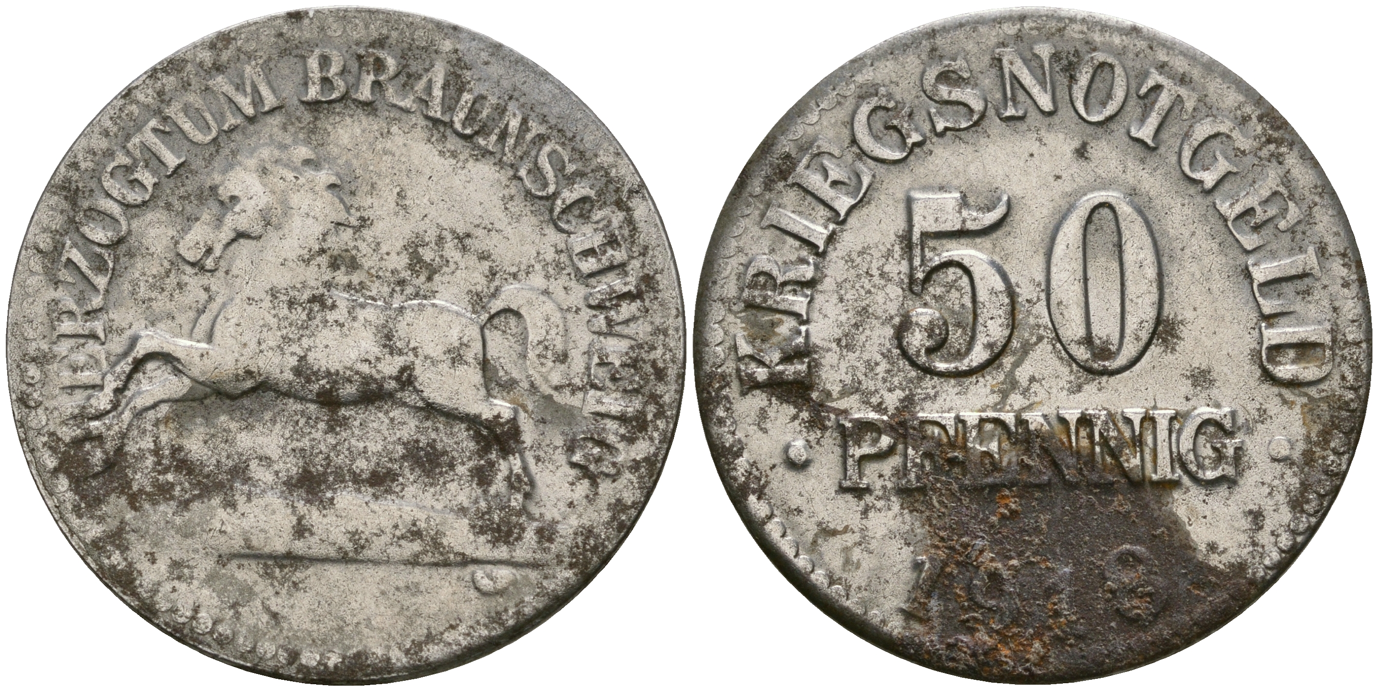 Брауншвейг 50 пфеннигов 1918 нотгельд железо 08-1032