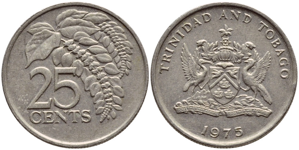 Тринидад и Тобаго 25 центов 1975 цветок дикая пуансеттия KM 28 медно-никель 4396-666