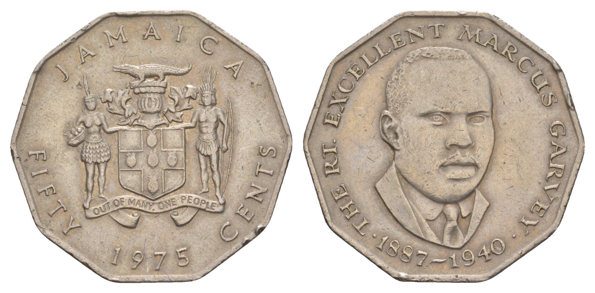 Ямайка 50 центов 1975 Маркус Гаврей (1887-1940) KM 65 медно-никель 4645-815