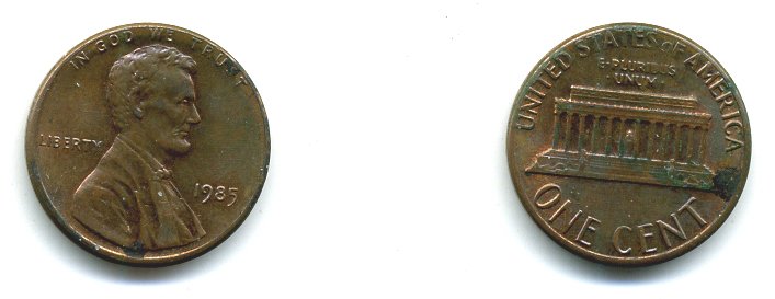 США 1 ЦЕНТ 1985 ЛИНКОЛЬН KM 201b цинк плакированный медью 59-745