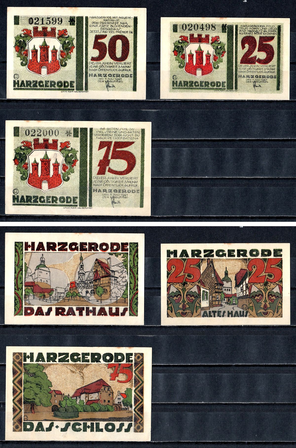 Харцгероде (Анхальт) набор из 3 нотгельдов 1921 2193-8-2-2