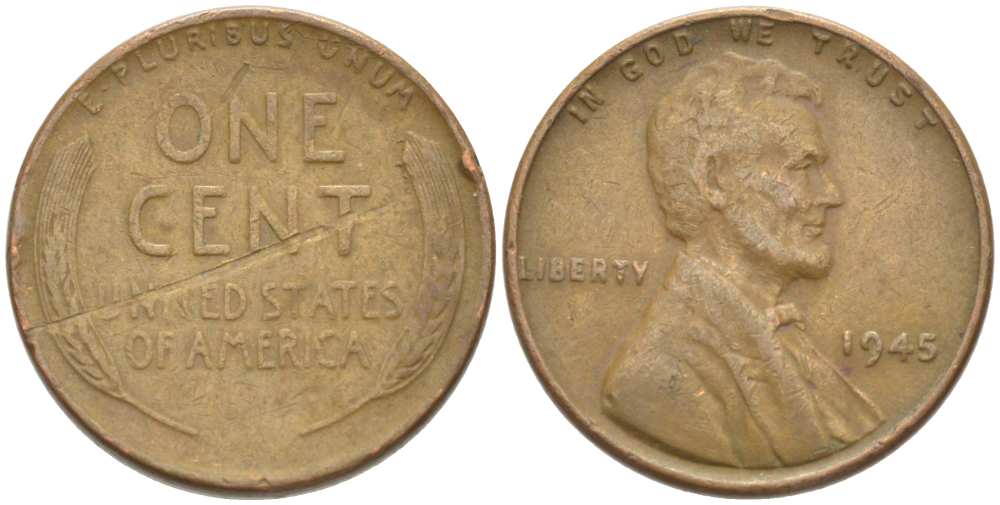 США 1 ЦЕНТ 1945 ЛИНКОЛЬН KM А132 медь цинк 218-462