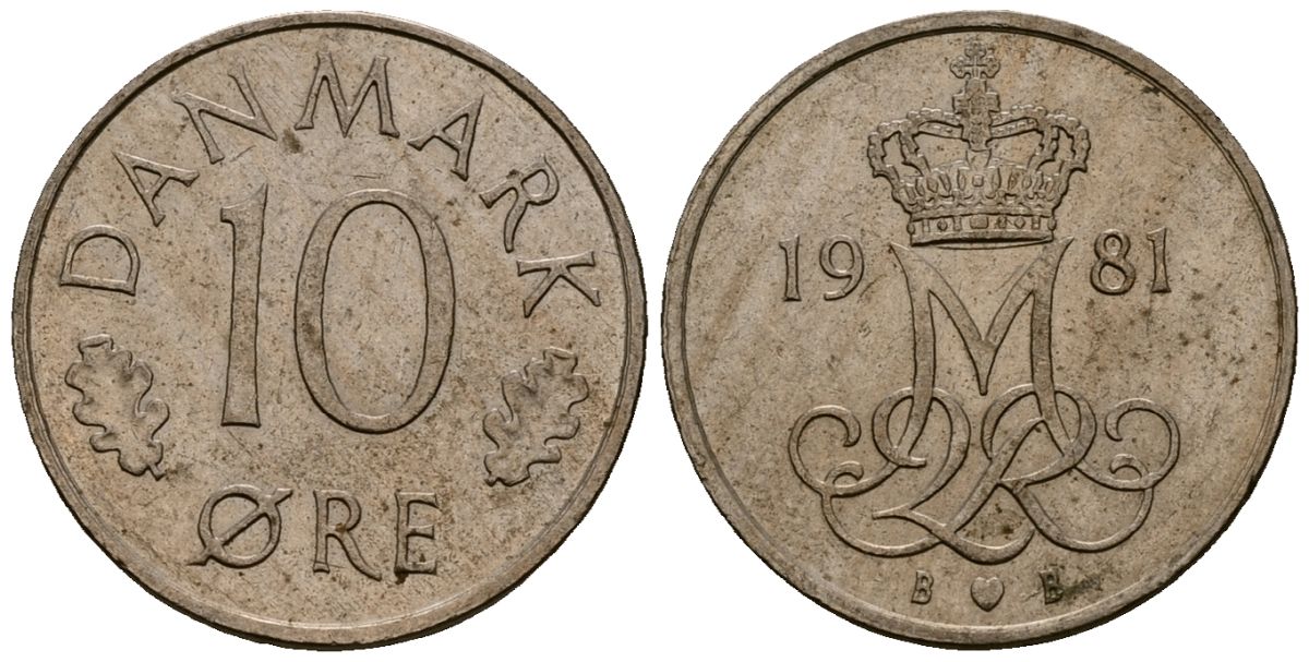 Дания 10 эре 1981 Маргрете II (1973 - 1988) KM 860 медно-никель 4173-728